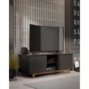 Ver imagem 3 de Rack / Bancada FL Para TV Até 55'' Estilo Retrô Com Estrutura dos Pés em Madeira Tampo e Portas em M