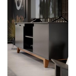 Rack / Bancada FL Para TV Até 55'' Estilo Retrô Com Estrutura dos Pés em Madeira Tampo e Portas em M - 2