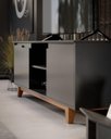 Ver imagem 2 de Rack / Bancada FL Para TV Até 55'' Estilo Retrô Com Estrutura dos Pés em Madeira Tampo e Portas em M