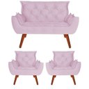 Ver imagem 1 de Namoradeira + 2 Poltronas Opala Suede Rosa