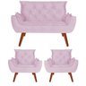 Namoradeira + 2 Poltronas Opala Suede Rosa - 1
