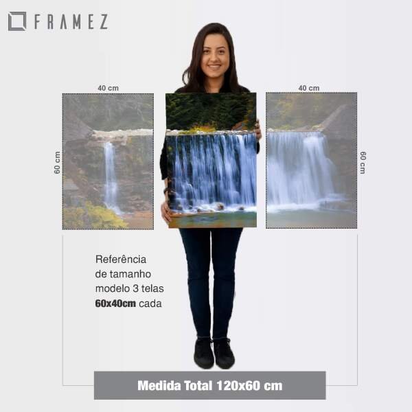 Quadro Mosaico Cachoeira Paisagem da Natureza em Tecido 60x120 - 4