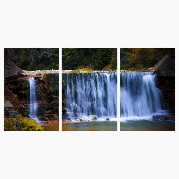 Quadro Mosaico Cachoeira Paisagem da Natureza em Tecido 60x120 - 2