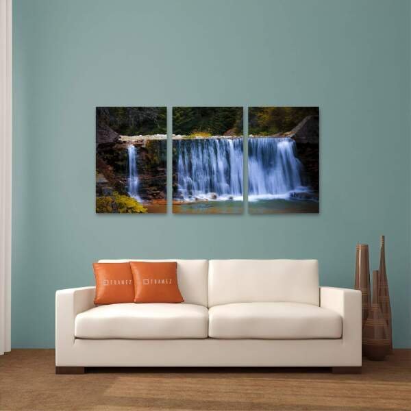 Quadro Mosaico Cachoeira Paisagem da Natureza em Tecido 60x120 - 3