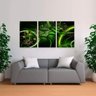 Quadro Flores Verdes Para Sala Quarto Design Digital Conjunto 3 Peças em Tecido - 1