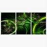 Quadro Flores Verdes Para Sala Quarto Design Digital Conjunto 3 Peças em Tecido - 2
