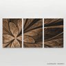 Quadro Flor Marrom Abstrata Design Moderno Para Sala Hall 3 Peças - 3