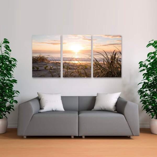 Quadro decorativo Praia Entardecer Pôr do Sol Paisagem Para Sala Quarto 60x120 - 2