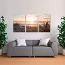 Ver imagem 2 de Quadro decorativo Praia Entardecer Pôr do Sol Paisagem Para Sala Quarto 60x120