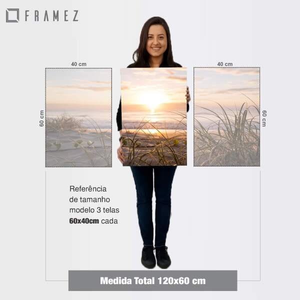 Quadro decorativo Praia Entardecer Pôr do Sol Paisagem Para Sala Quarto 60x120 - 4