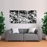 Quadro decorativo Para Sala Quarto em Preto e Branco Abstrato 3 Peças - 1