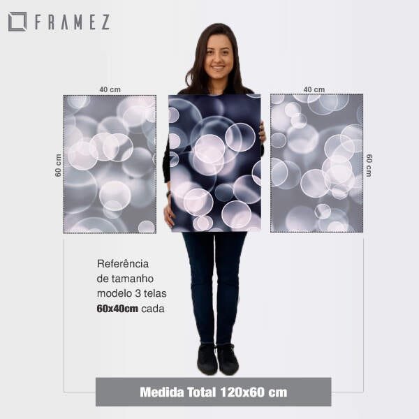 Quadro decorativo Abstrato Preto e Branco Bolhas Bubbles Moderno - 4