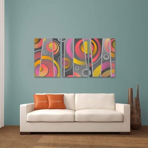 Quadro decorativo Figuras Abstratas Colorida Jogo 3 Peças - 1