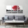 Quadro decorativo Paisagem Preto e Branco Detalhes Vermelho Para Sala Quarto - 1