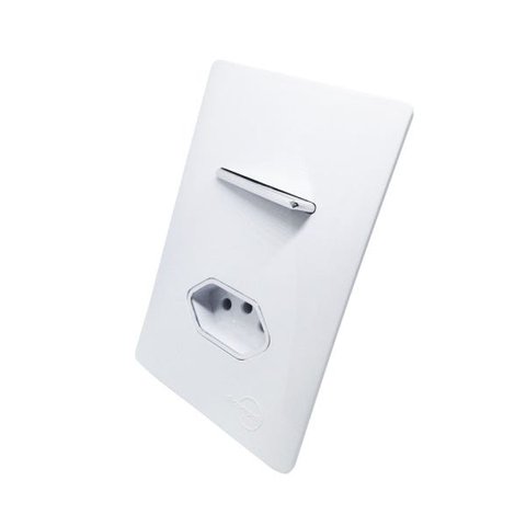 1 Interruptor Simples + Tomada Univ 2P+T 10A Cromados com Placa 4x2 Branca - Novara idn