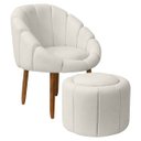 Ver imagem 1 de Kit Poltrona Decorativa Orgânica com Puff Flora Fixa Bouclê - Sofa Store:bouclê Bege Marfim