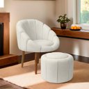Ver imagem 2 de Kit Poltrona Decorativa Orgânica com Puff Flora Fixa Bouclê - Sofa Store:bouclê Bege Marfim