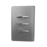 3 Interruptores Simples Horizontais Cromados com Placa 4x2 Aço - Novara Colors Icn - 2