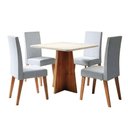Ver imagem 1 de Conjunto Sala de Jantar Mesa Quadrada 0,90m Moove 4 Cadeiras Linho Milano Viero Madeirado / Cinza