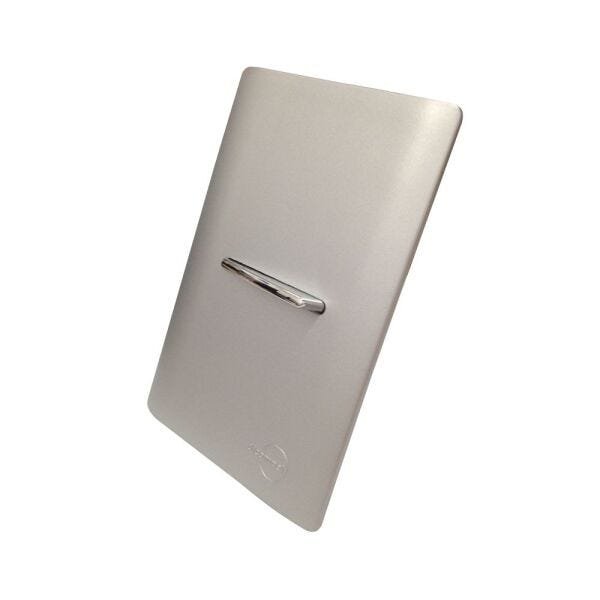 Interruptor Bipolar Paralelo Cromado Horizontal com Placa 4x2 Prata - Novara Colors Icn - 1