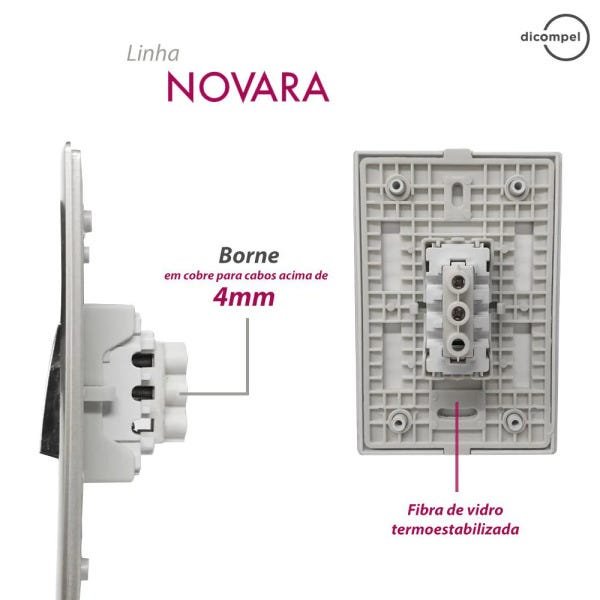 1 Interruptor Simples + Tomada Universal 2P+T 10A Cromados Com Placa 4x2 Prata - Novara Colors icn - 4