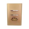 2 Interruptores Paralelos + Tomada Universal 2P+T 20A Cromados Com Placa 4x2 Dourada - Novara - 2