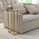 Ver imagem 2 de Mesa Lateral Elena Industrial Dourado com Tampo de Vidro