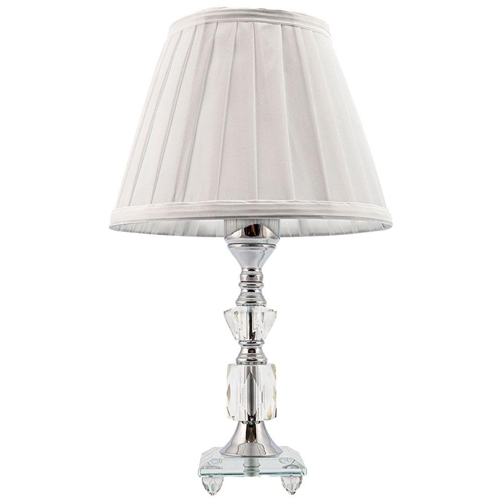 Abajur Cristal Mesa de Cabeceira Sala Quarto Decoração Interruptor Com Cúpula Branca 35cm Ref.