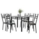 Ver imagem 1 de Conjunto de Mesa Sala de Jantar Leia com 6 Cadeiras Tubular Granito 1,40m Artefamol Preto/flor