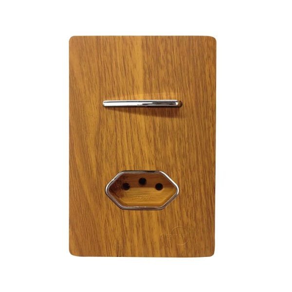 1 Interruptor Paralelo + Tomada Universal 2P+T 10A Com Placa 4x2 Cumaru - Novara Colors icn - 2