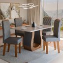 Ver imagem 1 de Mesa de Jantar 4 Lugares Belvedere Mel/blonde/cinza - Panorama Móveis