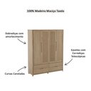 Ver imagem 4 de Guarda Roupa Madeira Maciça 3305u Nest 04 Portas e 04 Gavetas Tauari Finestra