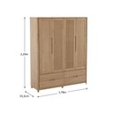 Ver imagem 2 de Guarda Roupa Madeira Maciça 3305u Nest 04 Portas e 04 Gavetas Tauari Finestra