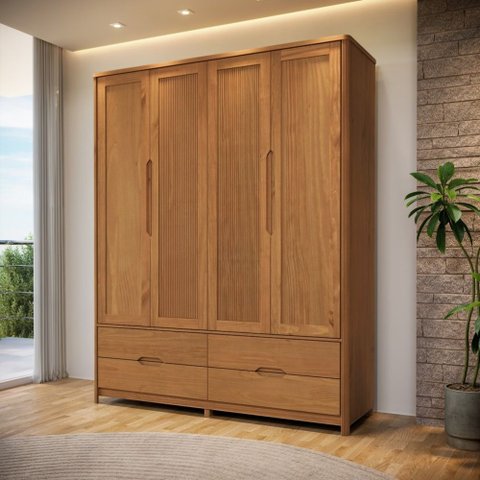 Guarda Roupa Madeira Maciça 3305U Nest 04 Portas e 04 Gavetas Tauari Finestra
