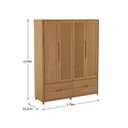 Ver imagem 2 de Guarda Roupa Madeira Maciça 3305U Nest 04 Portas e 04 Gavetas Tauari Finestra
