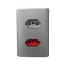 2 Tomadas Universal 2p+t 10a Vermelha Cromada com Placa 4x2 Aço - Novara Colors Tcn - 2