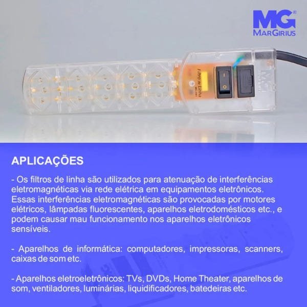 Filtro Cabo 1m5 Azul Bivolt Margirius - 7