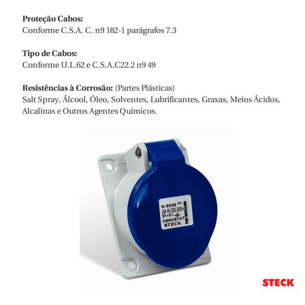 Tomada Embutir Newkon 3p+t 16a 380/44 Steck - 5