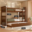 Ver imagem 2 de Treliche Solteiro Madeira Maciça Reforçada C/ Cama Auxiliar