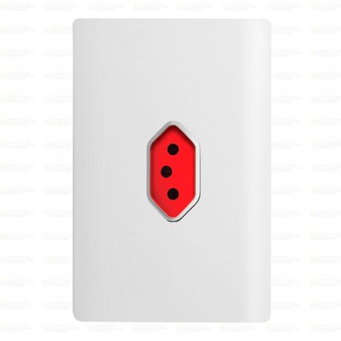 Tomada Universal Vertical 2P+T 20A Vermelha Cromada Com Placa 4x2 Branca - Novara tdn