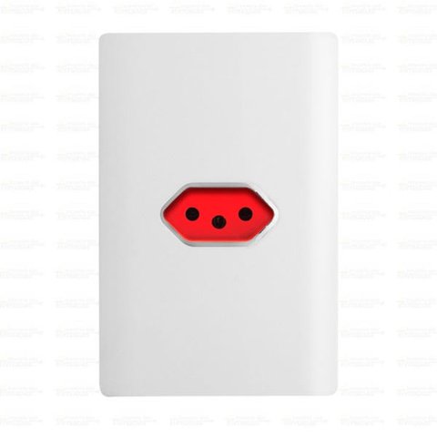 Tomada Universal Horizontal 2P+T 20A Vermelha Cromada Com Placa 4x2 Branca - Novara tdn
