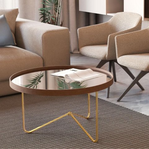 Mesa Centro de Sala Pensilvania Castanho Dourado