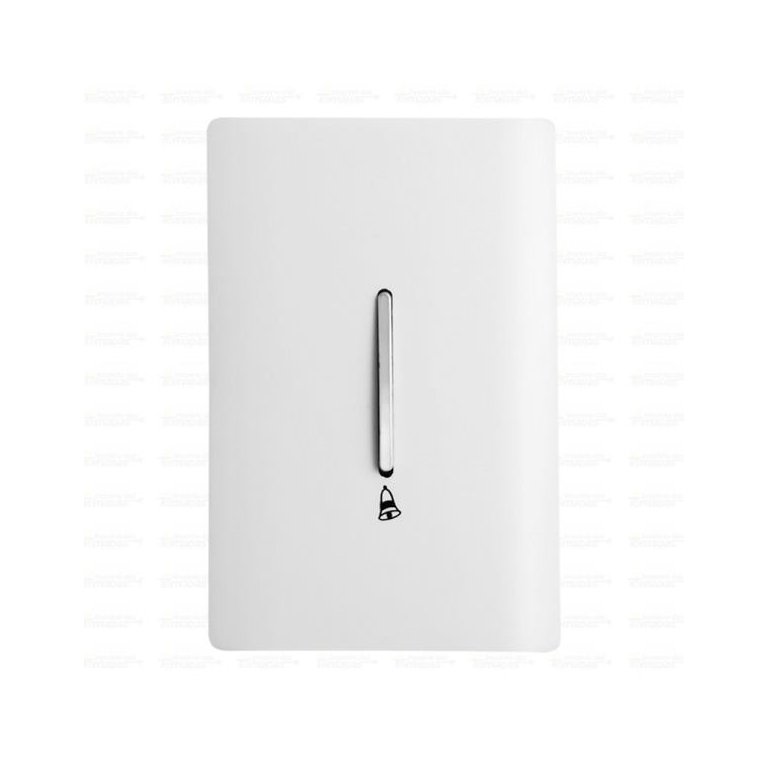 Pulsador para Campainha Vertical Cromado com Placa 4x2 Branca - Novara