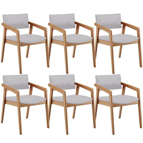 Kit 06 Cadeiras para Sala de Jantar Estar Living Giorgia B04 Linho Cinza