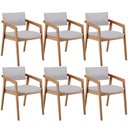 Ver imagem 1 de Kit 06 Cadeiras para Sala de Jantar Estar Living Giorgia B04 Linho Cinza