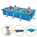 Ver imagem 1 de Piscina Estrutural Retangular 7.127 Litros Com Filtro + Capa + Forro Pvc Armação Intex - 110v