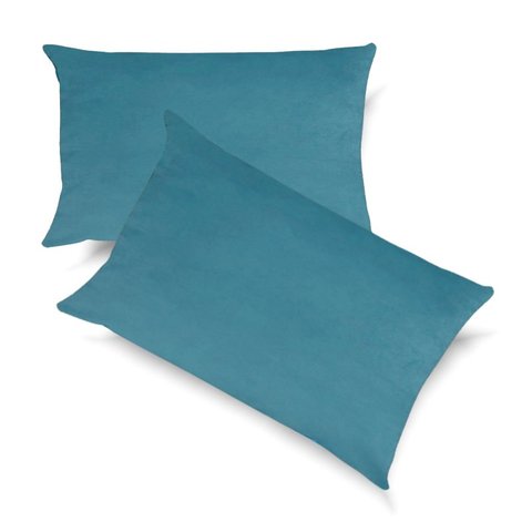 Conjunto Porta Travesseiro em Veludo Liso Várias Cores Cor:azul Turquesa