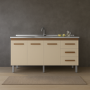 Ver imagem 2 de Balcão Gabinete para Pia Carina 140cm sem Tampo - Savana/off White