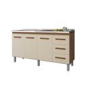 Ver imagem 3 de Balcão Gabinete para Pia Carina 140cm sem Tampo - Savana/off White