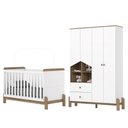 Ver imagem 1 de Jogo de Quarto Infantil Ternura Guarda Roupa e Berço Branco/jequitibá - Henn